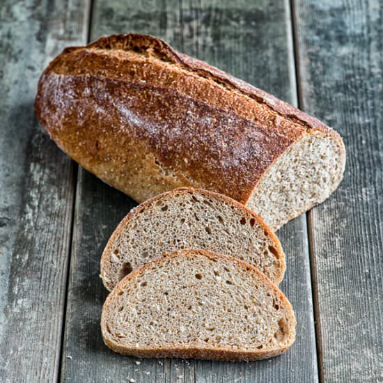 Dark whole durum sourdough bread