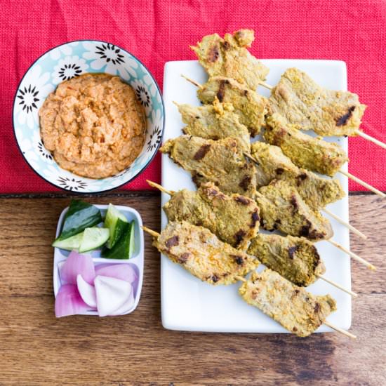 Pork Satay with Tangy Peanut Sauce