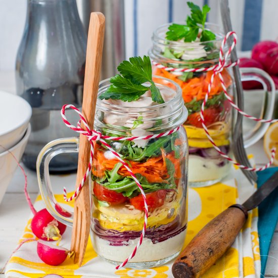 Rainbow Picnic Salad in a Jar