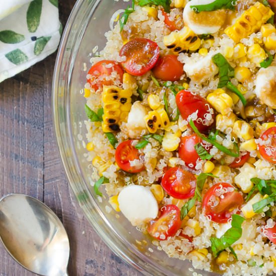 Grilled Corn Caprese Quinoa Salad