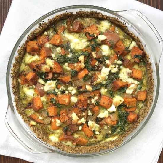 Sweet Potato Feta Arugula Quiche