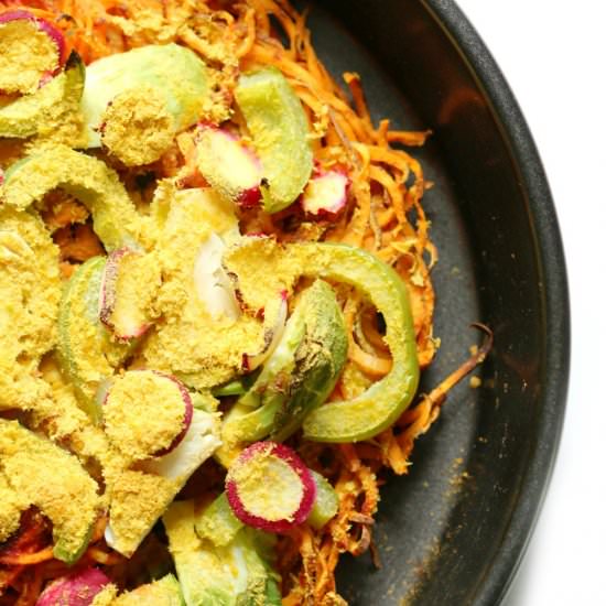 Spiralized Sweet Potato Crust Pizza