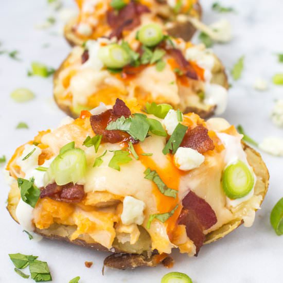 Loaded Buffalo Chicken Potatoes