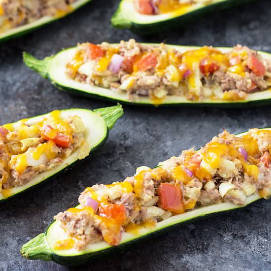 Tuna & Veggie Zucchini Boats