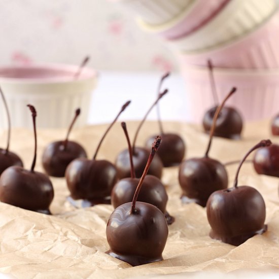 Kirsch cherries dipped in chocolate