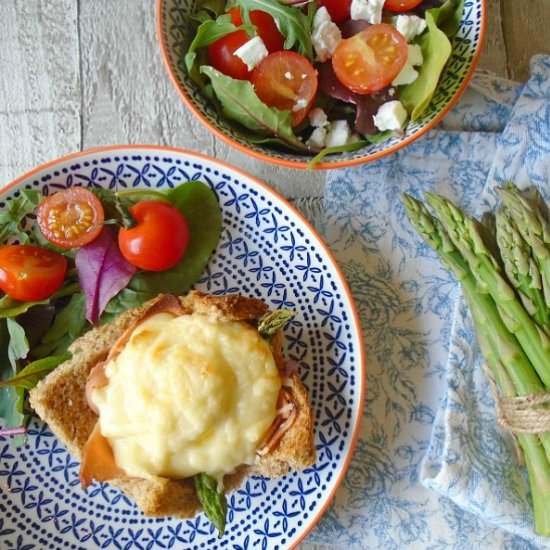 Croque-Madam Muffins with Asparagus