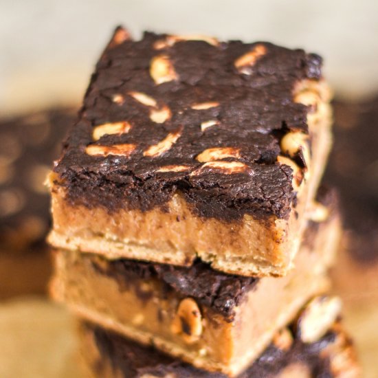 Healthy Brownie Topped PB Blondies