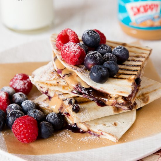 PB & J Chocolate Banana Quesadillas