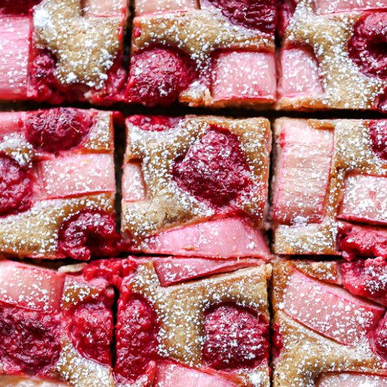 Raspberry Rhubarb Almond Bars