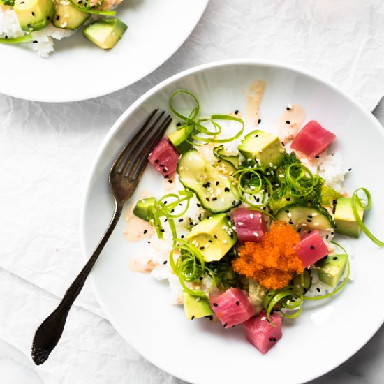 Avocado and Tuna Poke Bowl