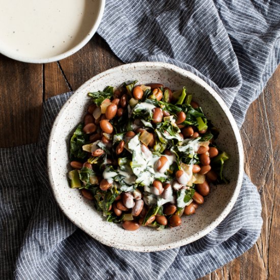 Stewed Pinto Beans and Collards