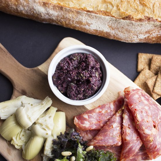 Snack Board with Olive Tapenade