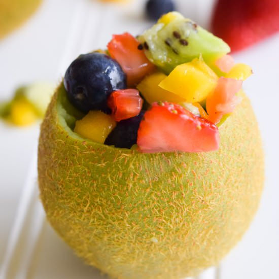 Tropical Fruit Salad in Kiwi Cups