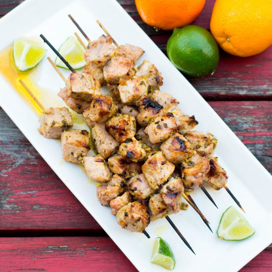 Grilled Mojo Pork Skewers