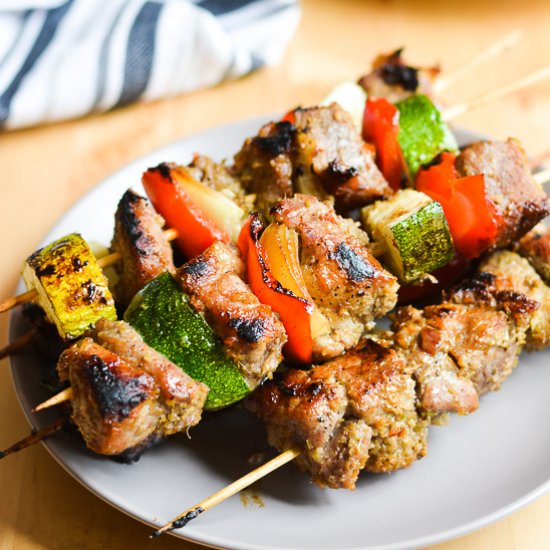 Grilled Pork Skewers with Vegetable