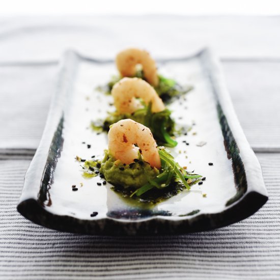 Gamba, seaweed & avocado