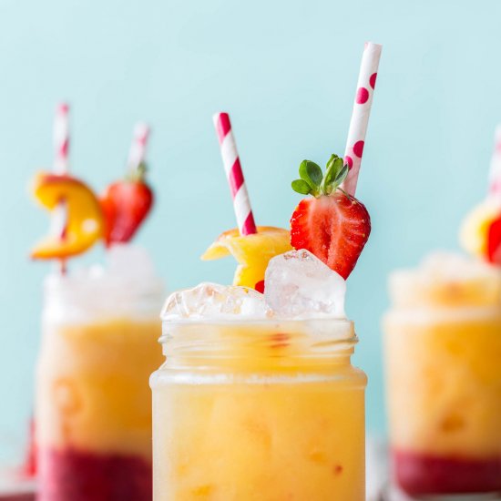 Roasted Peach and Strawberry Fizz