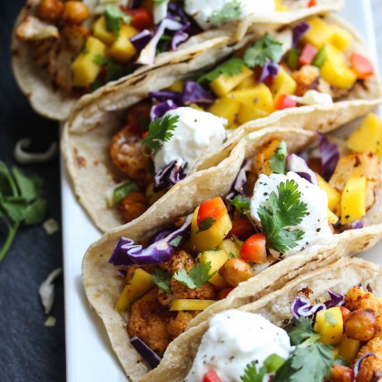 Chili Cauliflower Chickpea Tacos