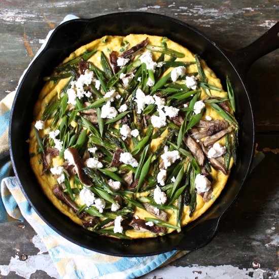 Spring Vegetable Spoon Bread Tart