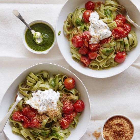 Tomato Basil Pasta with Burrata