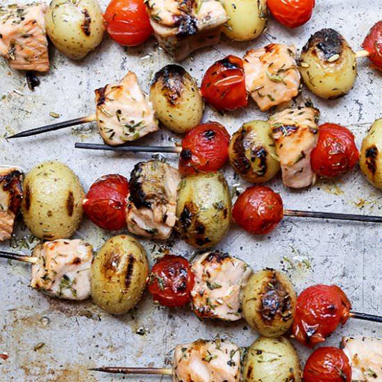 Grilled Salmon Kebabs