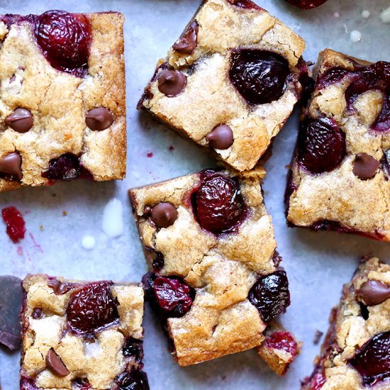 Brown Butter Cherry Choc Blondies