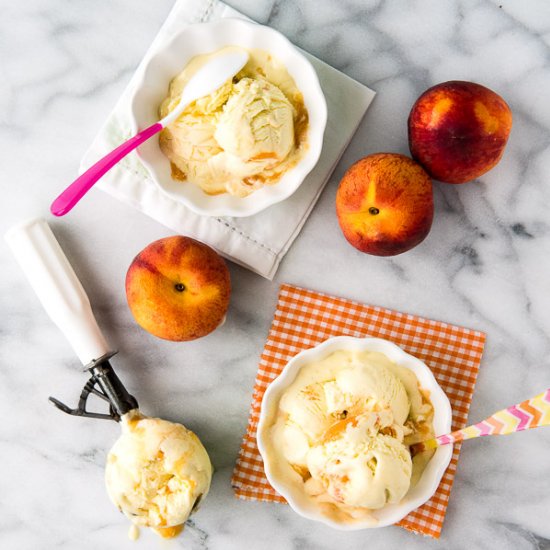 Olive Oil Peach Ripple Ice Cream