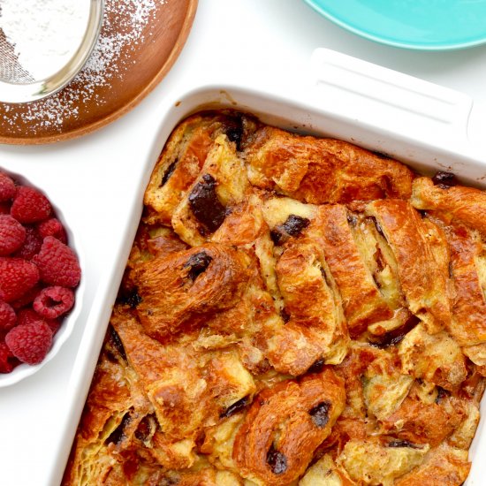 Chocolate Croissant Bread Pudding