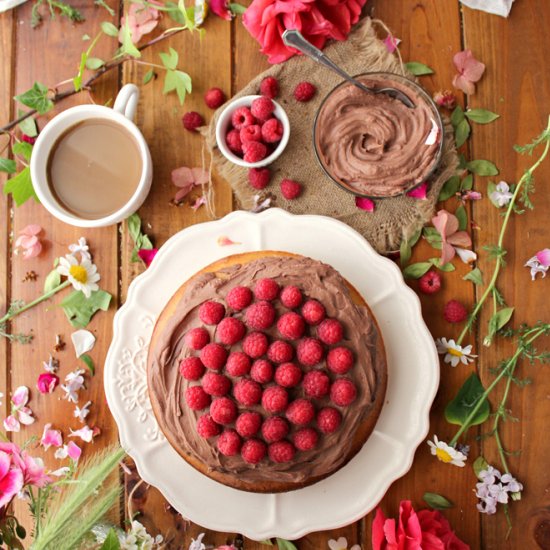 Raspberry truffle almond cake