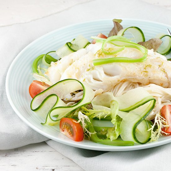 Cod, Flat Beans and Noodle Salad