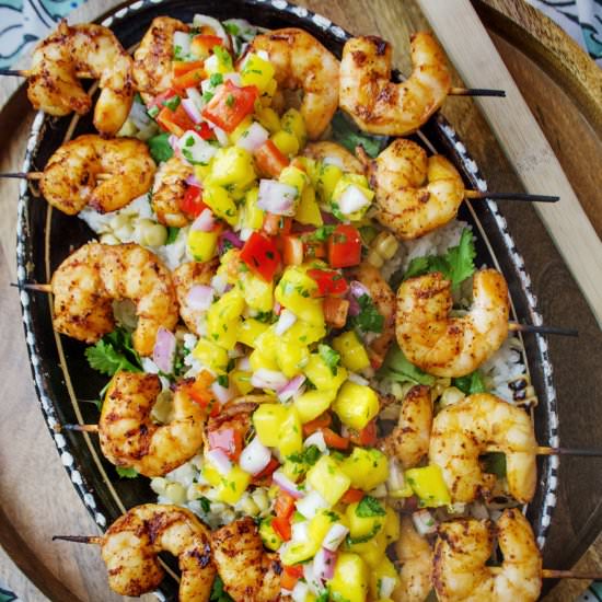 Grilled Shrimp & Mango Salsa