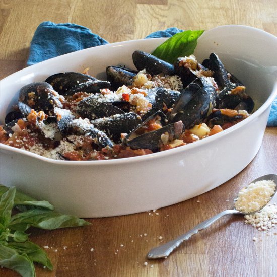 Mussels w/ Fettucci and Tomato Sauce