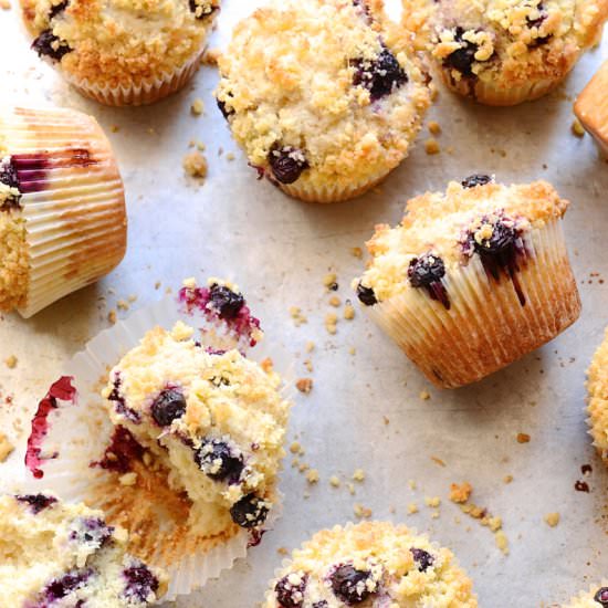 Blueberry coconut crumble muffins