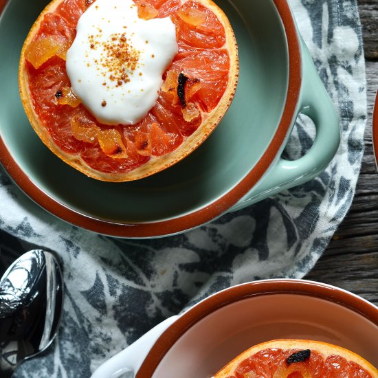 Broiled Grapefruit with Maple Cream