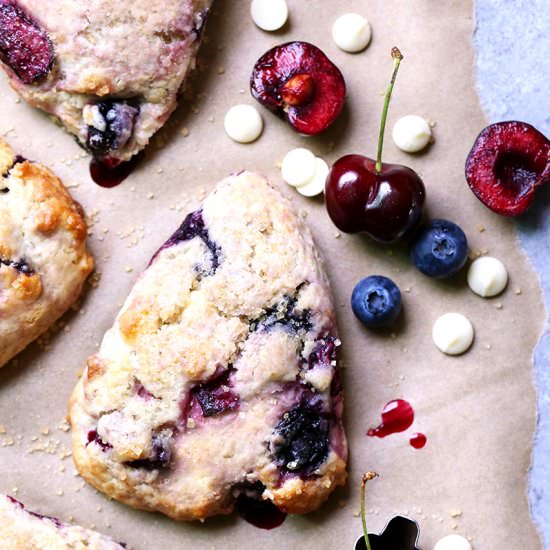 Cherry-Blueberry Cream Scones