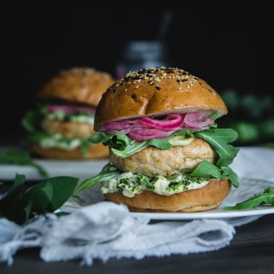 Turkey Burger with Pickled Onions