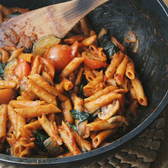 One Pot Mushroom Spinach Pasta