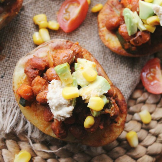 Chilli Stuffed Baked Potatoes