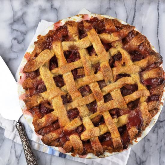 Rhubarb and Strawberry Lattice Pie