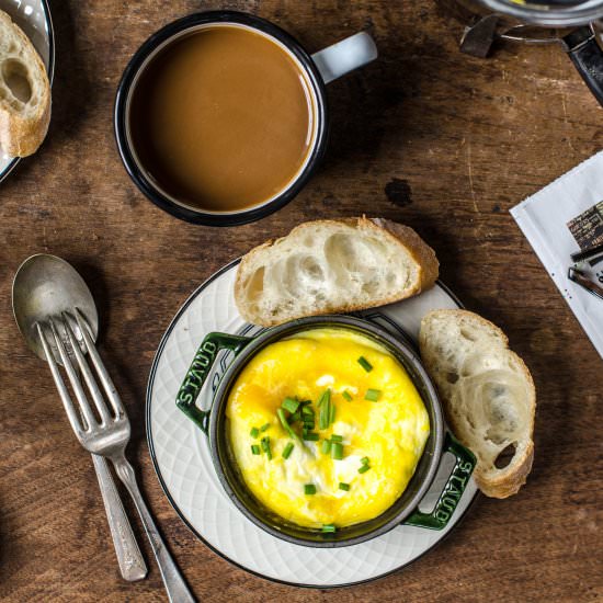 Baked Eggs with Goat Cheese