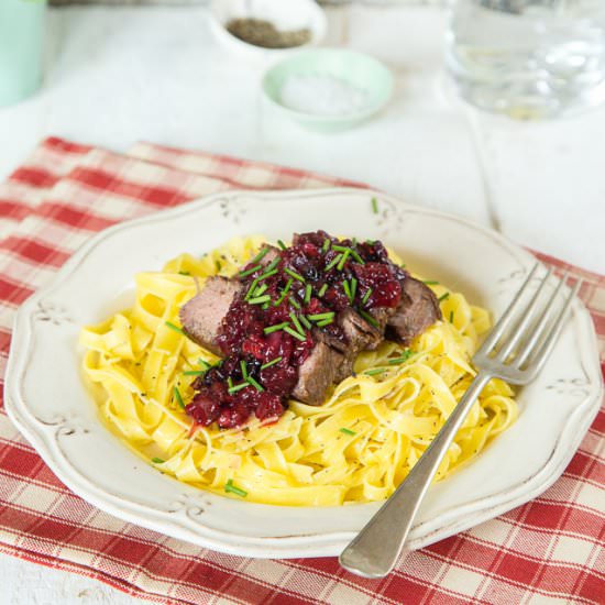 Ostrich Fillets & Red Berry Sauce