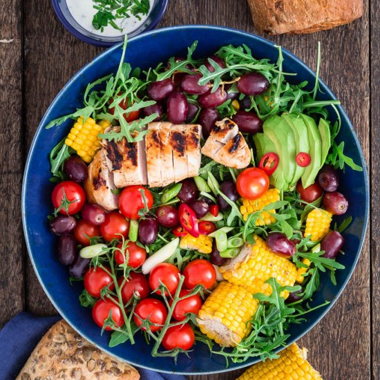 Grilled Corn and Chicken Salad