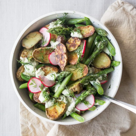 Potato Asparagus Salad + Dill Sauce