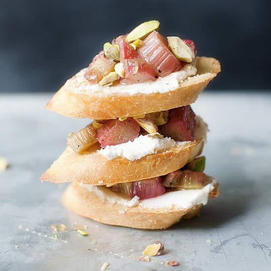 Rhubarb Goat Cheese Crostini