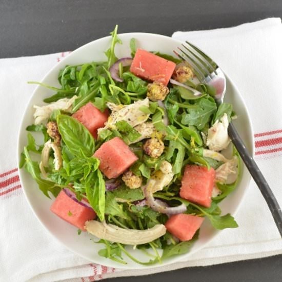 Watermelon and Arugula Chicken Salad