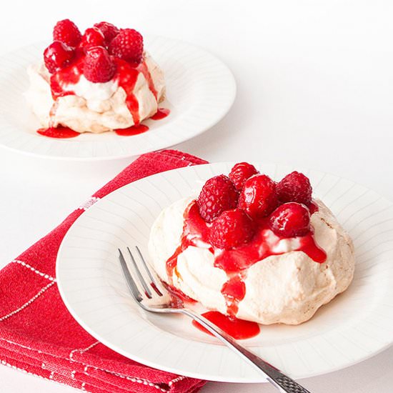 Lemon Meringue Nests + Raspberries