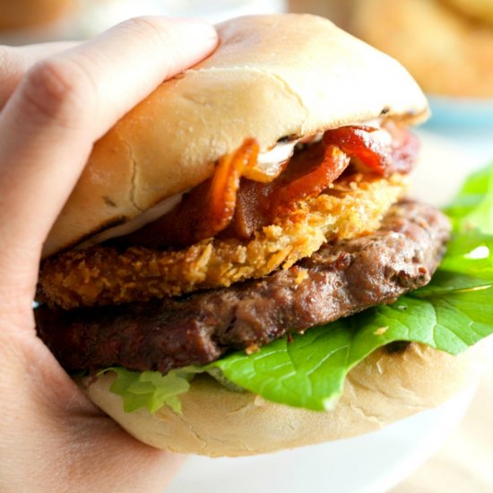 Fried Green Tomato Bacon Burger