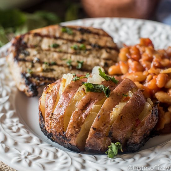 Grilled Baked Potatoes with Onions