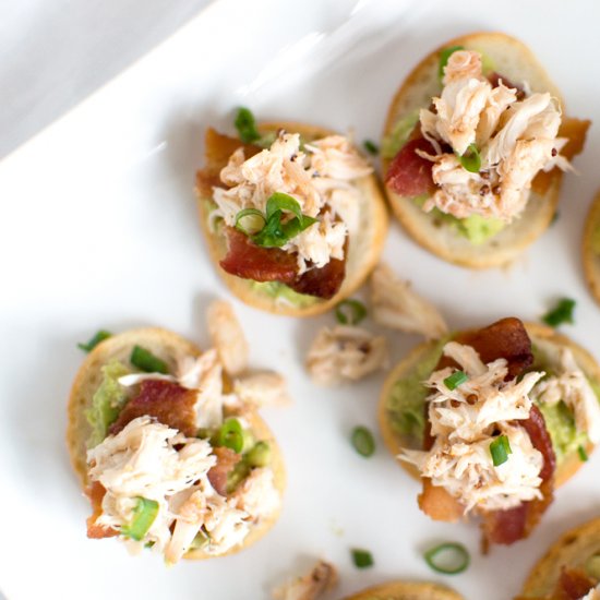 Crab, Bacon, & Guacamole Crostinis