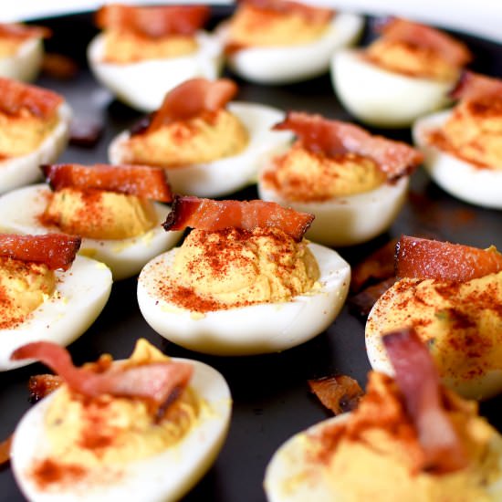 Bacon Kimchi Deviled Eggs